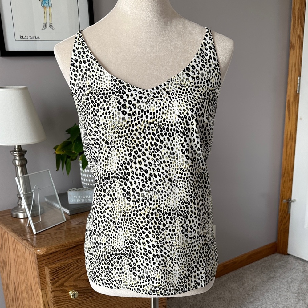 Banana Republic camisole top size small green brown animal print adjustable